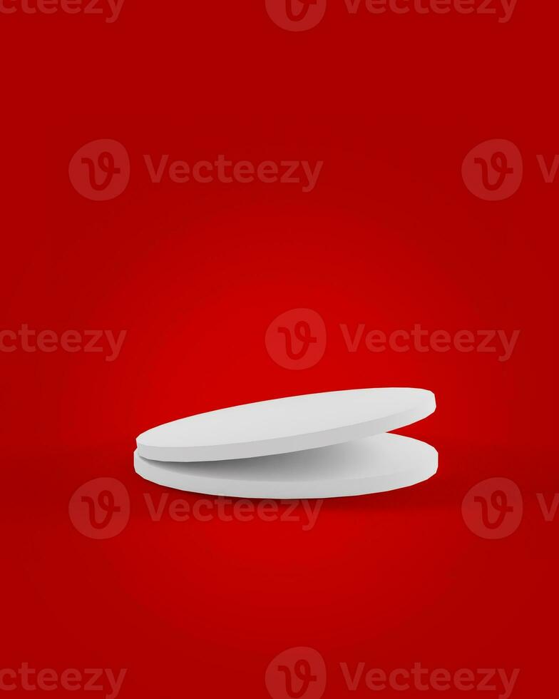 17 august indonesia independence with display podium stage on red background. 3d render illustration photo