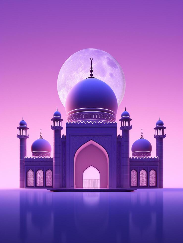 AI generated Islamic eid mubarak greeting card with islamic background photo