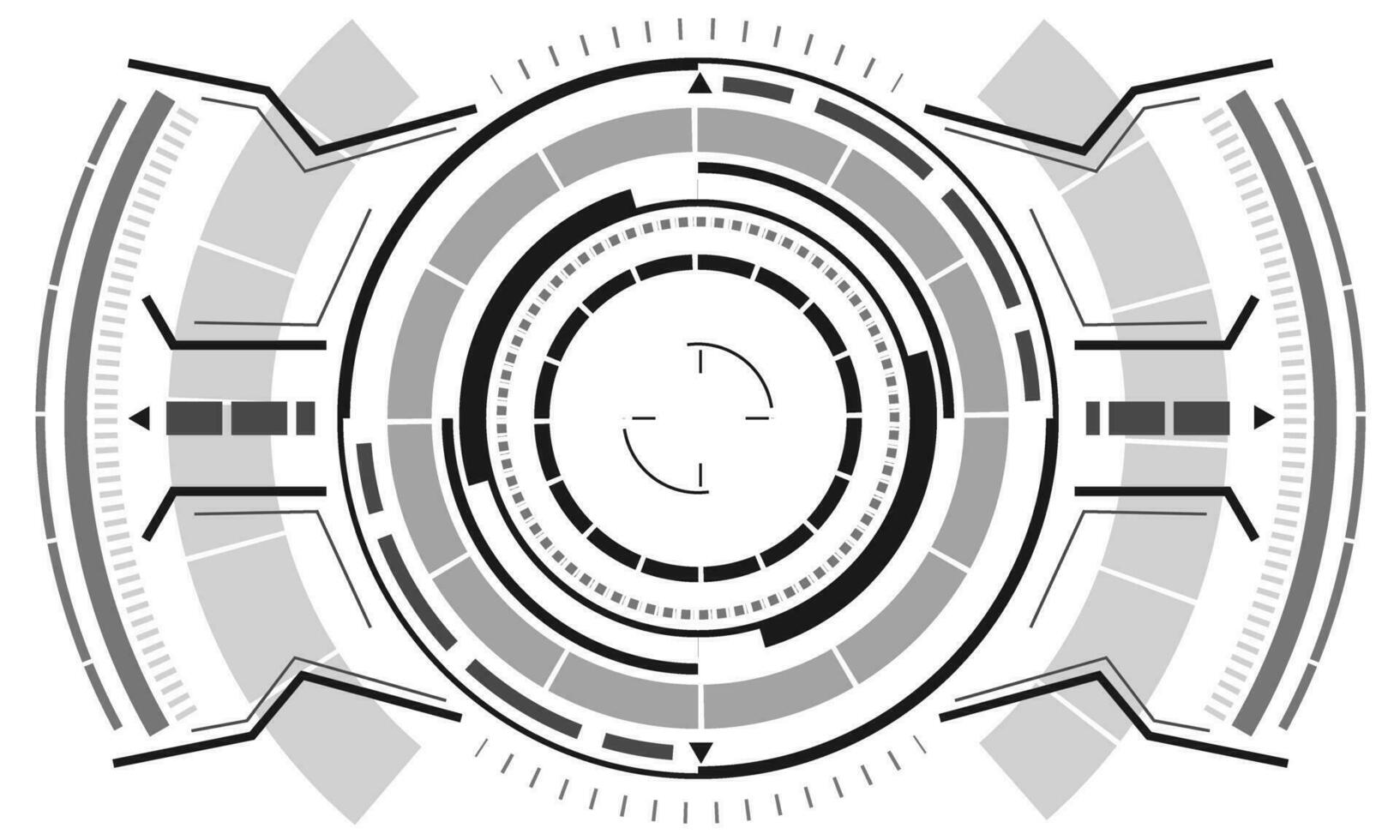 hud ciencia ficción circulo interfaz pantalla ver gris geométrico diseño virtual realidad futurista tecnología creativo monitor en blanco vector