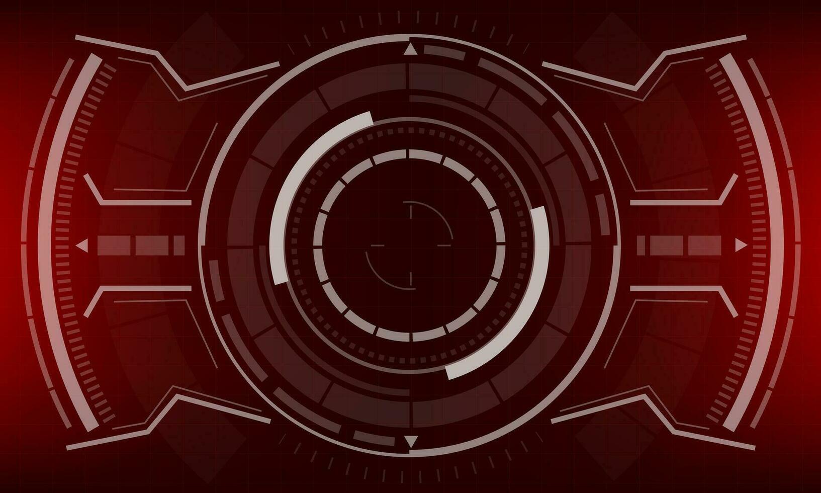 HUD sci-fi circle interface screen view white geometric design virtual reality futuristic technology creative display on red vector