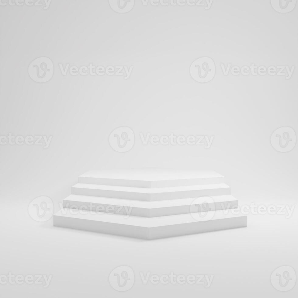 product display podium showroom on grey background. realistic 3d rendering photo