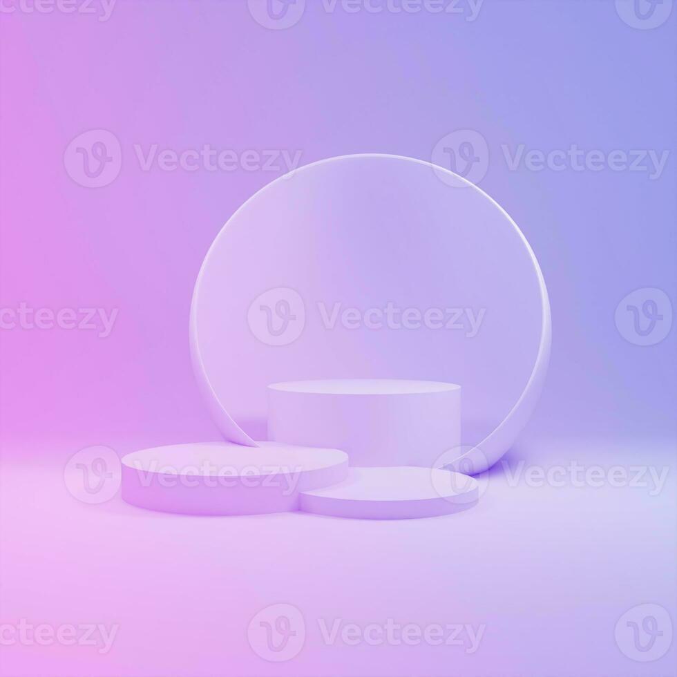 product display podium with colorful gradient abstract background. realistic 3d rendering photo