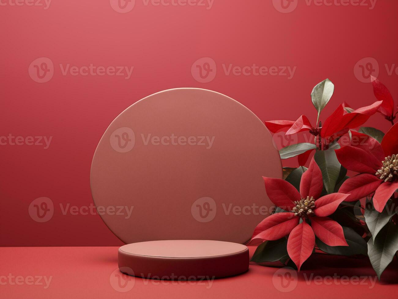 AI generated Christmas Background with a podium mockup photo