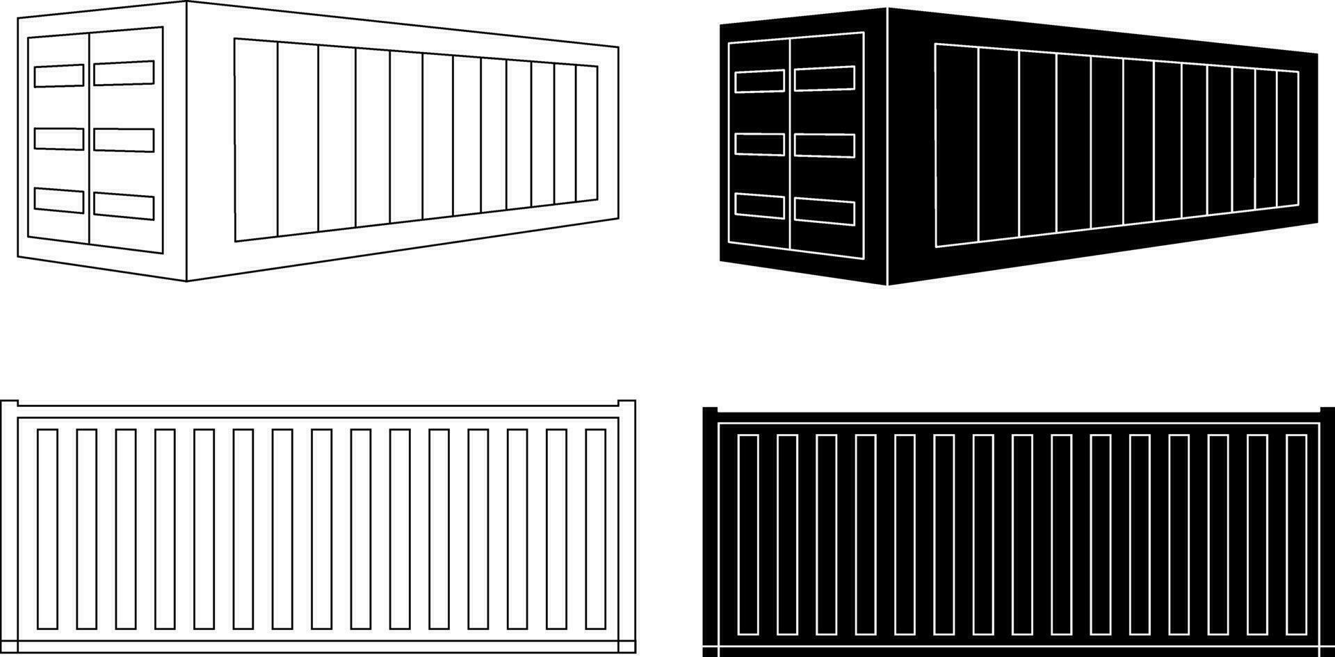 lado ver carga envase icono conjunto vector