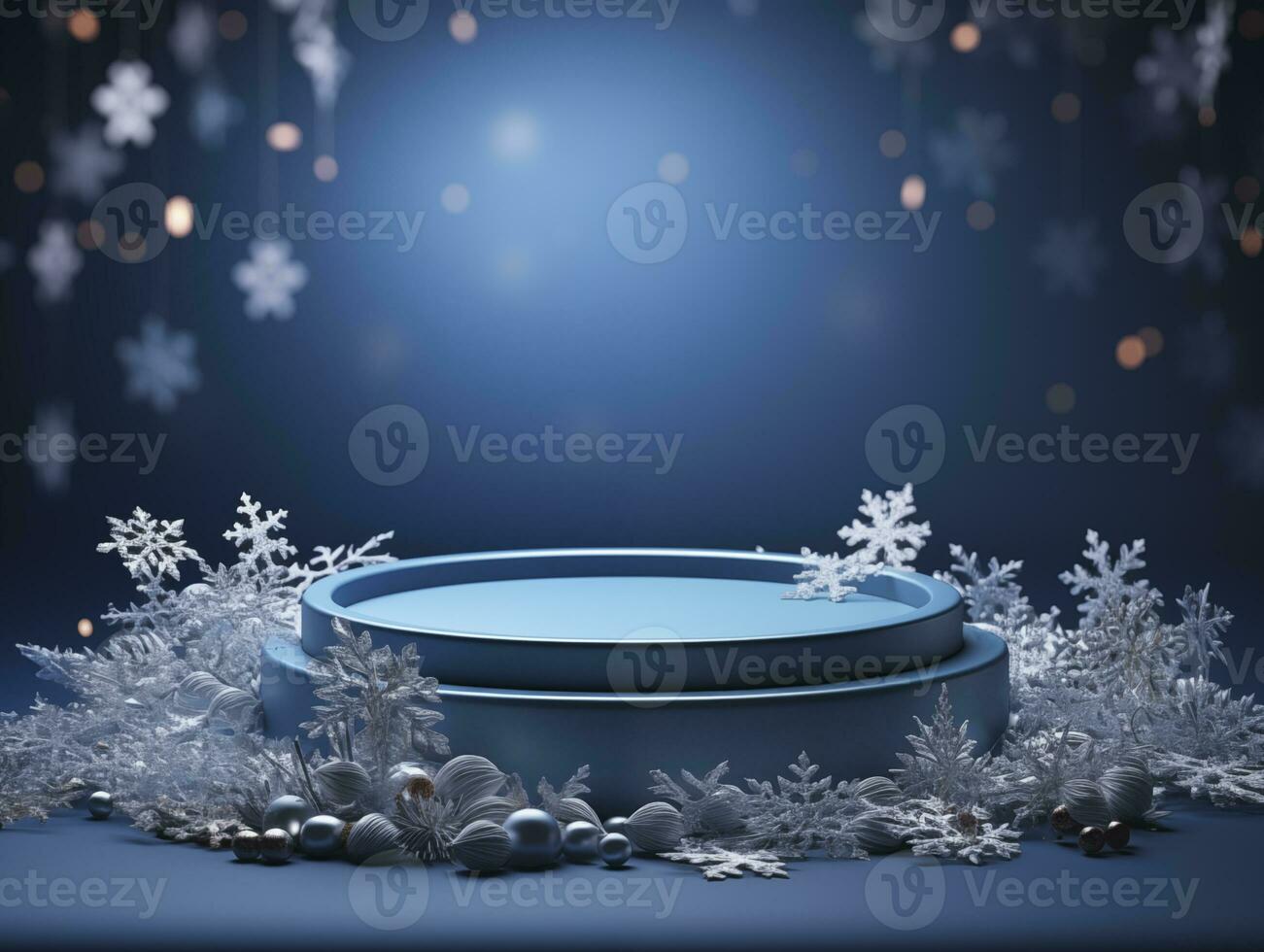 AI generated Christmas Background with a podium mockup photo