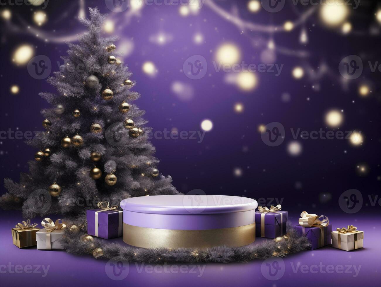 AI generated Christmas Background with a podium mockup photo