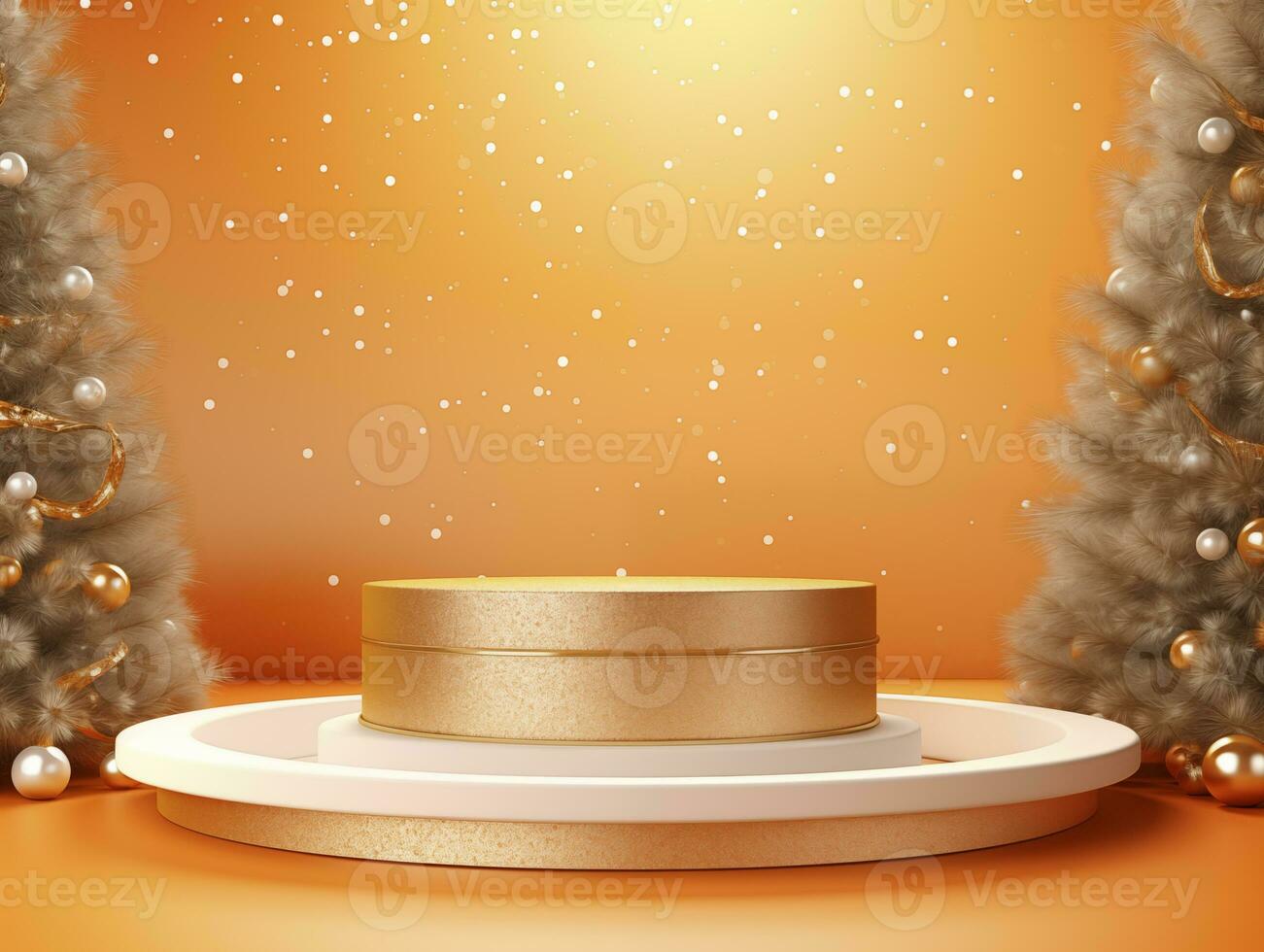 AI generated Christmas Background with a podium mockup photo