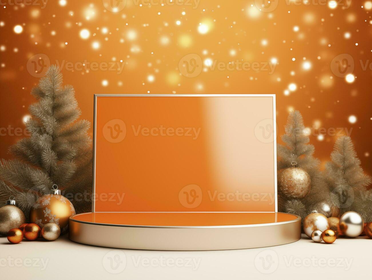 AI generated Christmas Background with a podium mockup photo