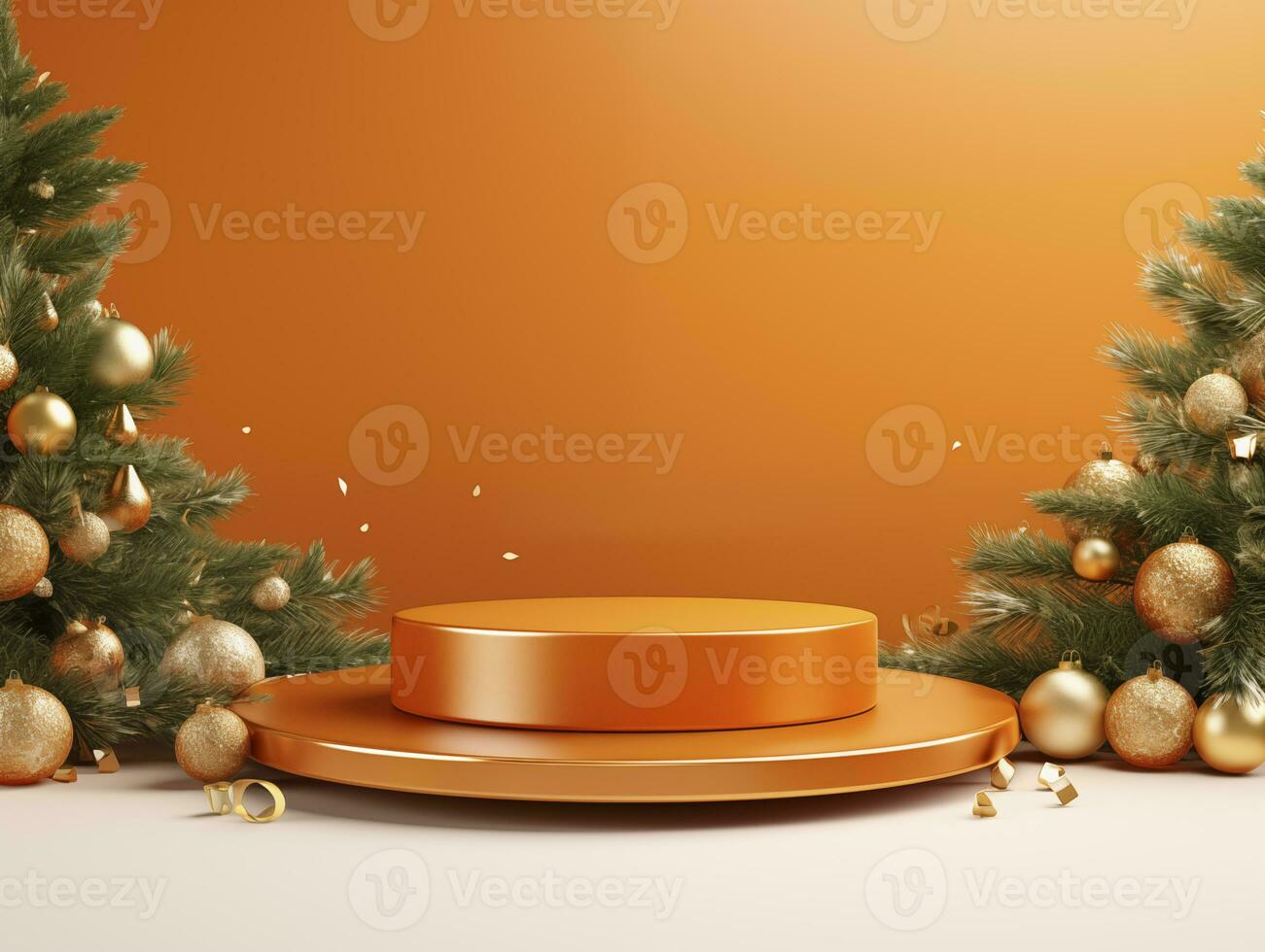 AI generated Christmas background with a podium mockup photo