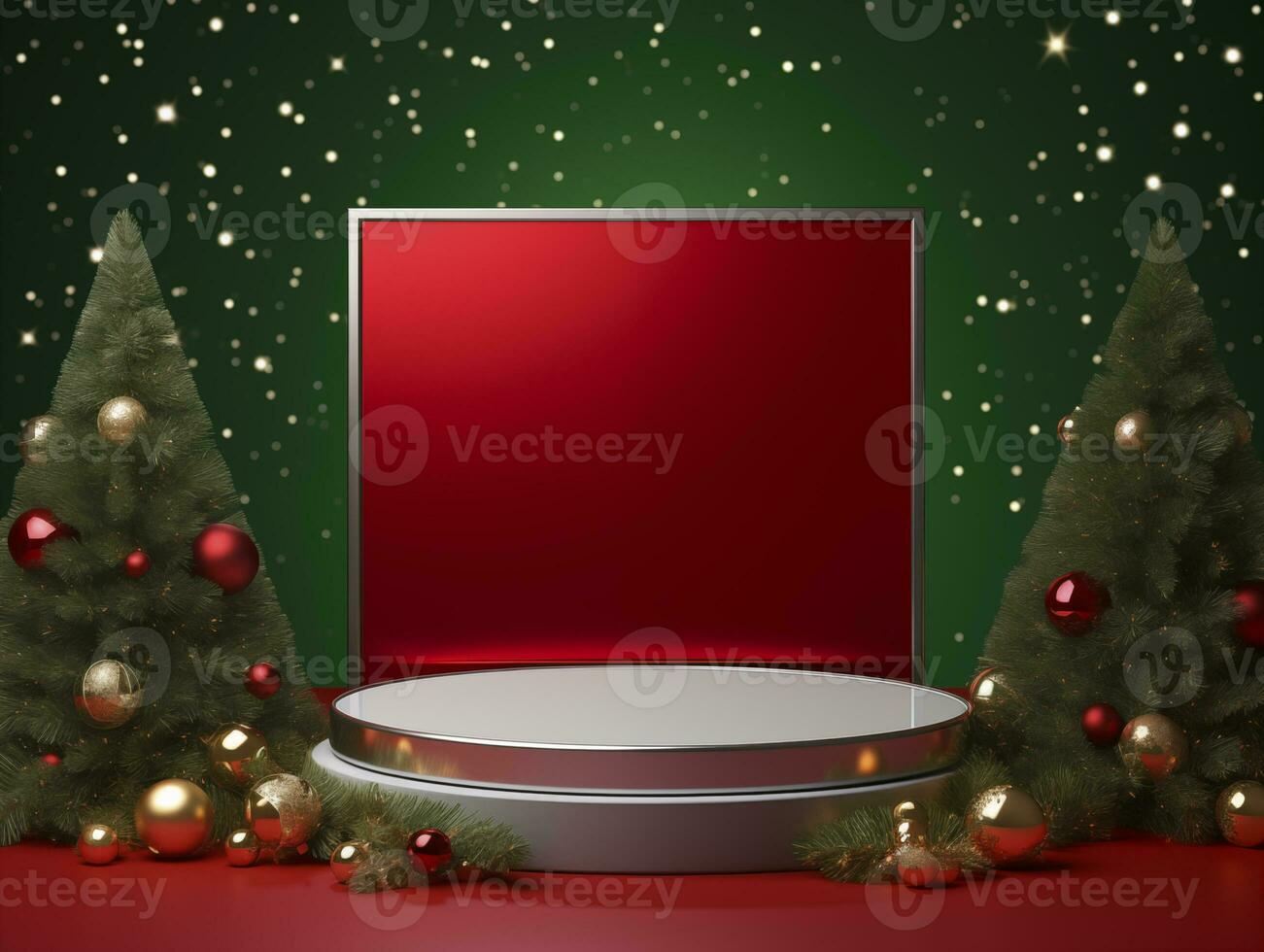 AI generated Christmas Background with a podium mockup photo
