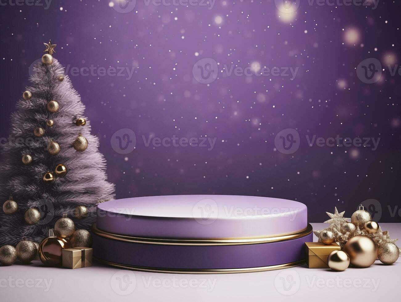 AI generated Christmas Background with a podium mockup photo