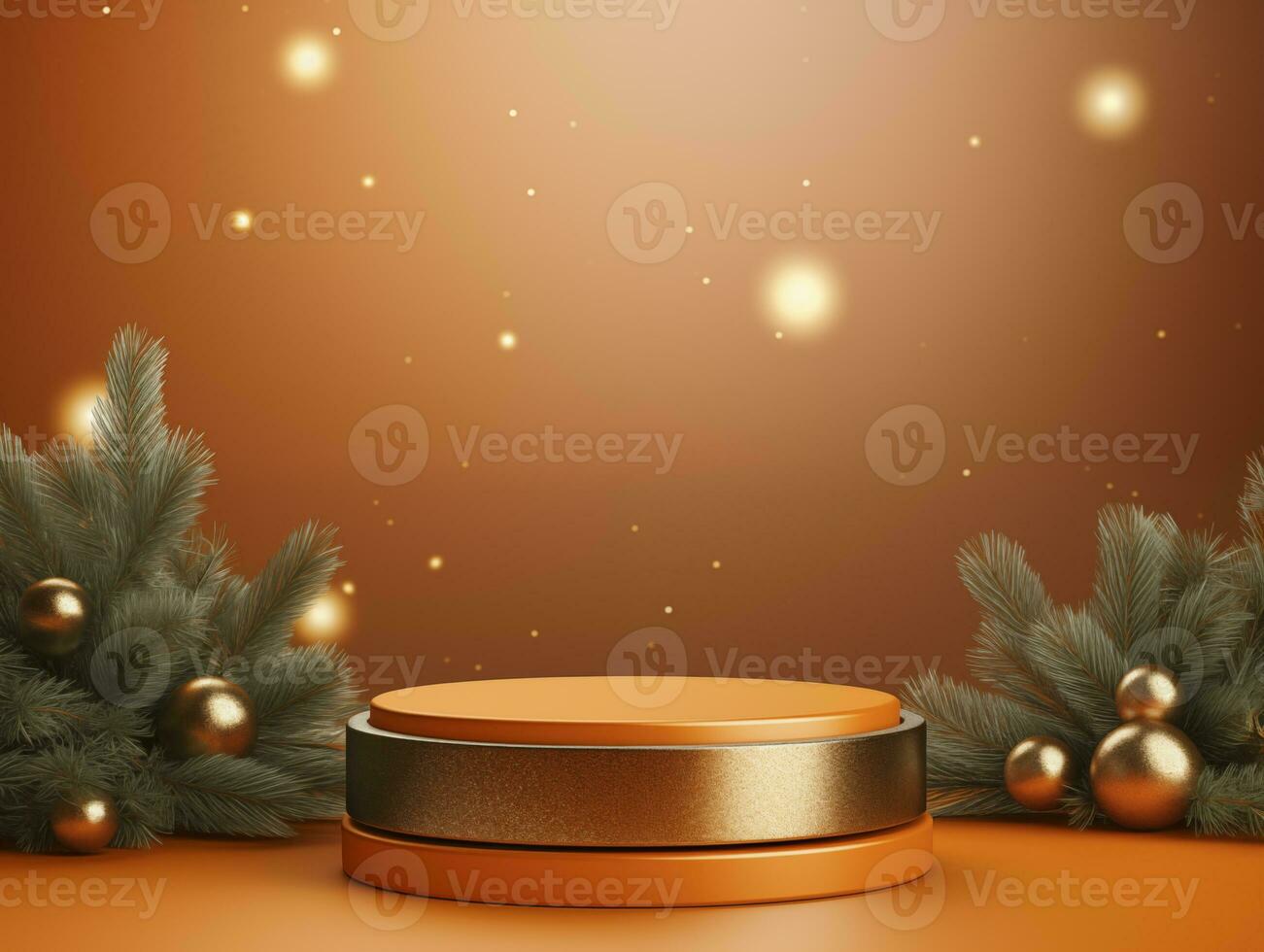 AI generated Christmas Background with a podium mockup photo