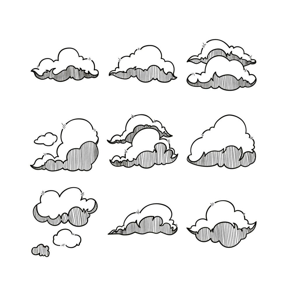 Clouds doodle for decoration element design social media vector