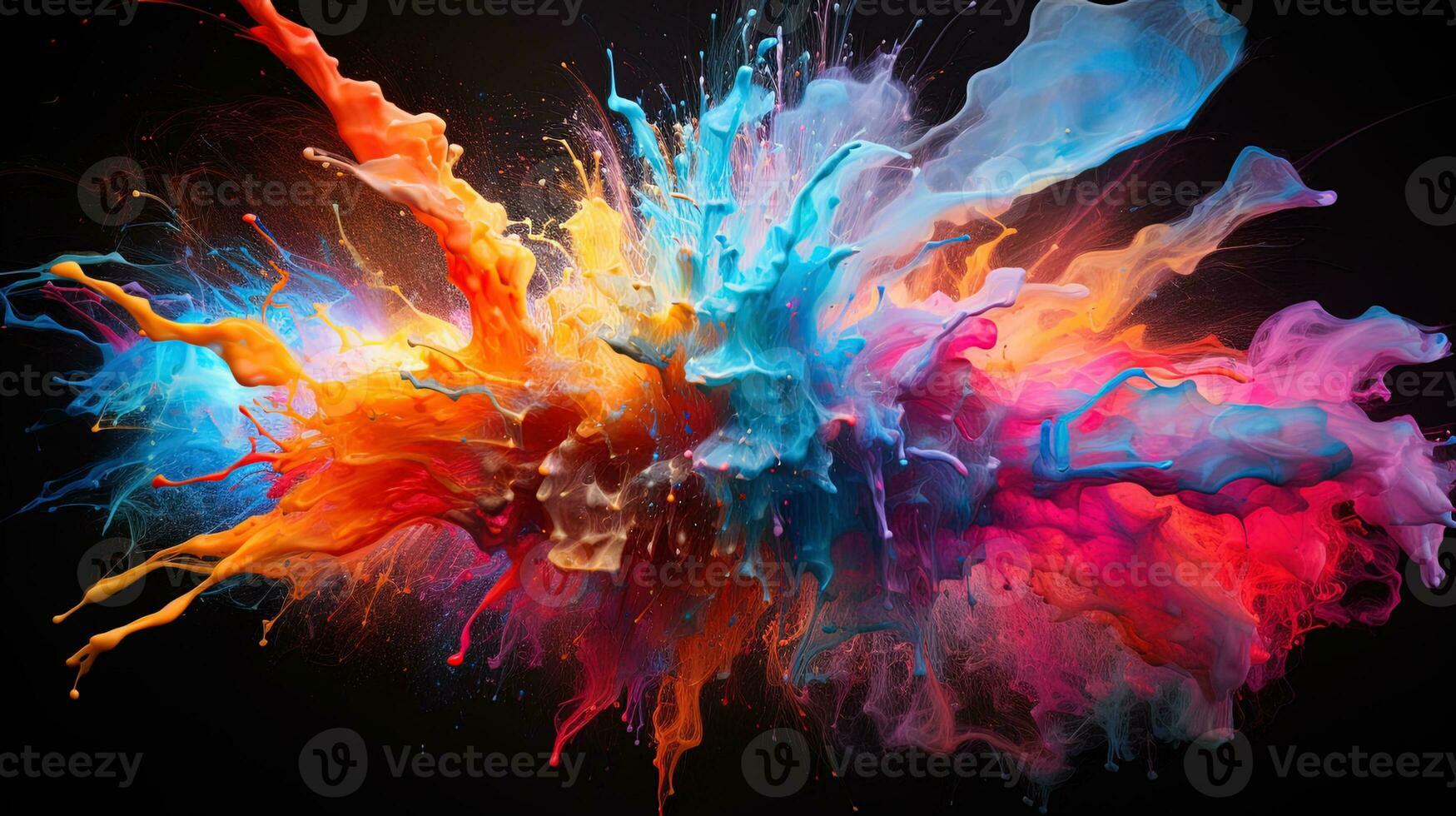 AI generated Color explosive in neural cosmos neural paints create bright visual effects photo