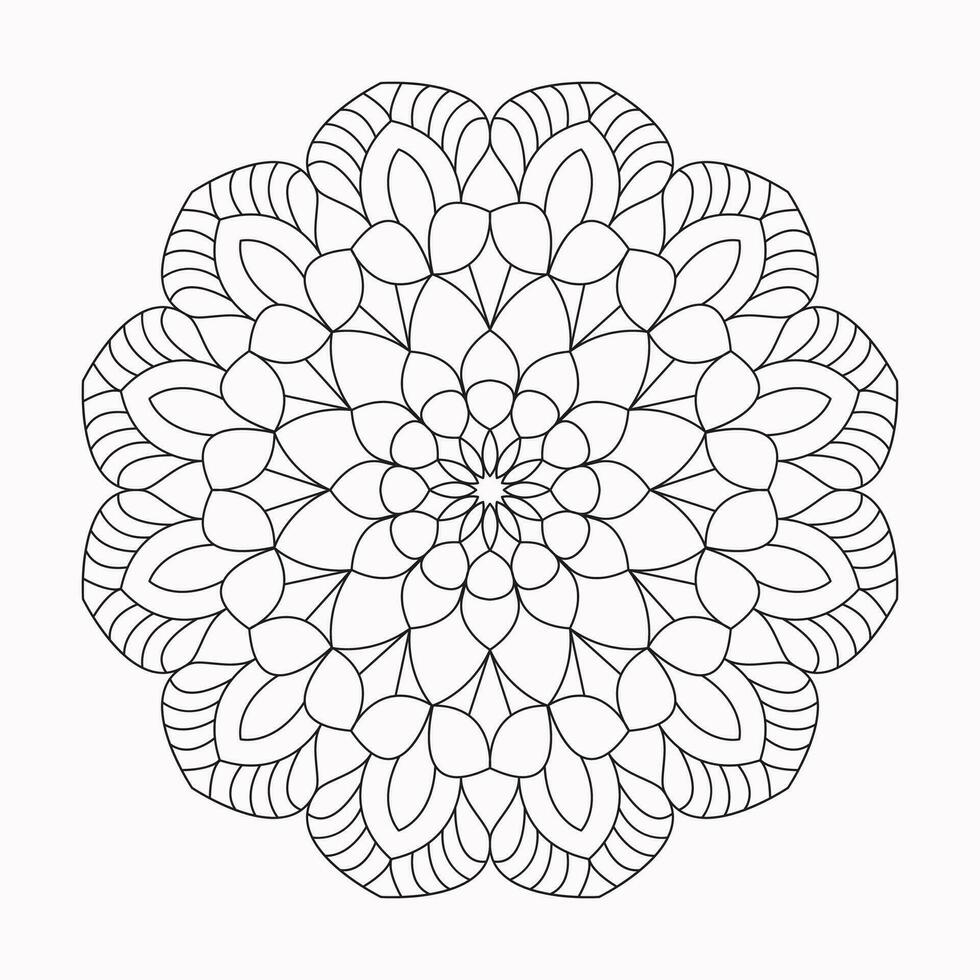 Luminous Labyrinth Mandala Design coloring book interior page vector