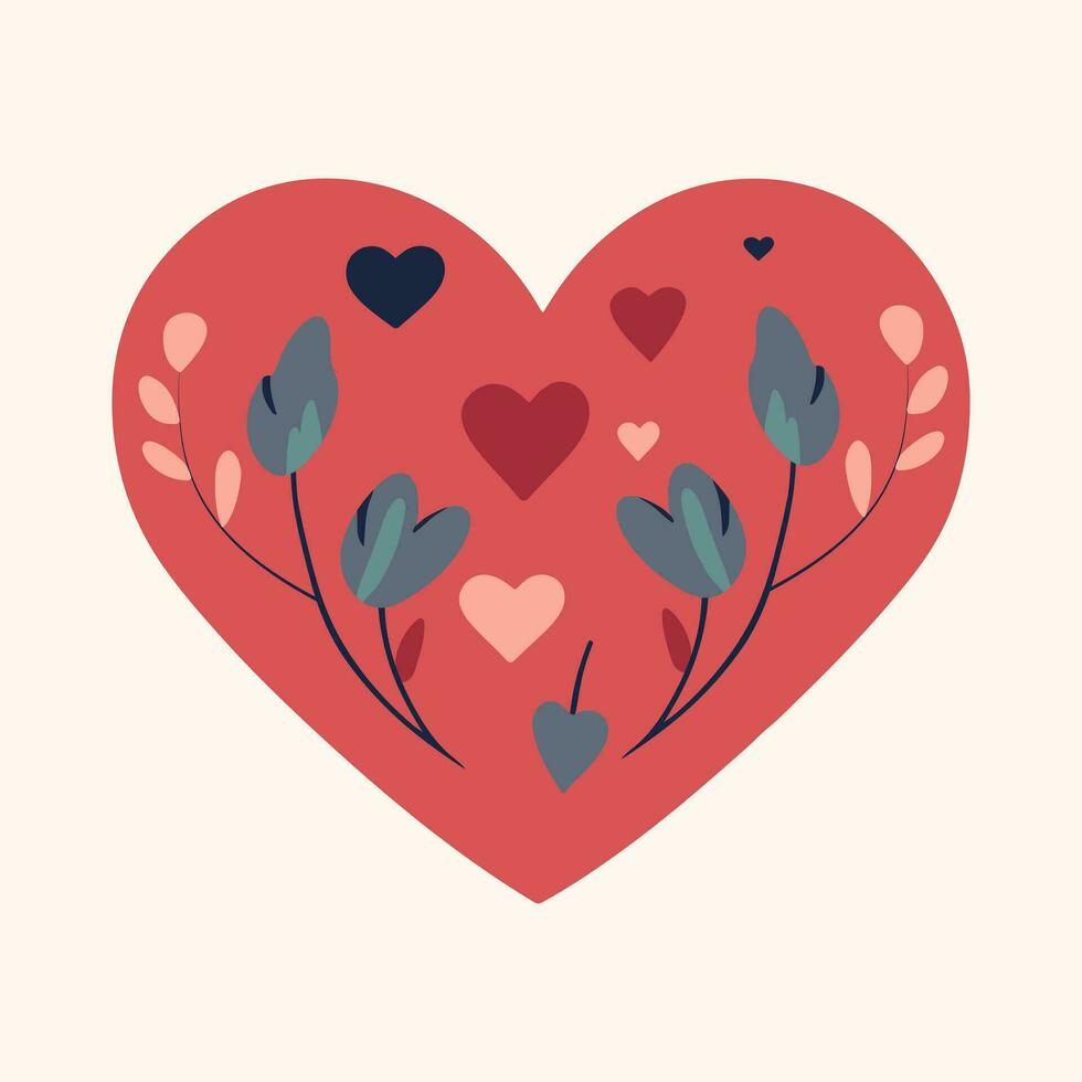 romántico vector corazón con flores adentro. san valentin día diseño. romántico vector icono. Clásico estilo.