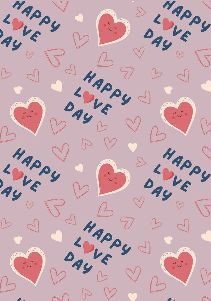 Vector love card pastel colored. Hearts and text. Valentine's day concept poster. Cute love sale banner or greeting card