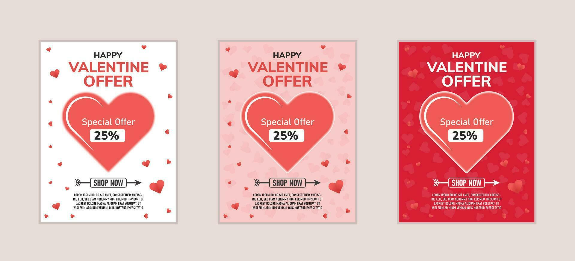 San Valentín día oferta vertical pancartas conjunto con corazón vector diseño