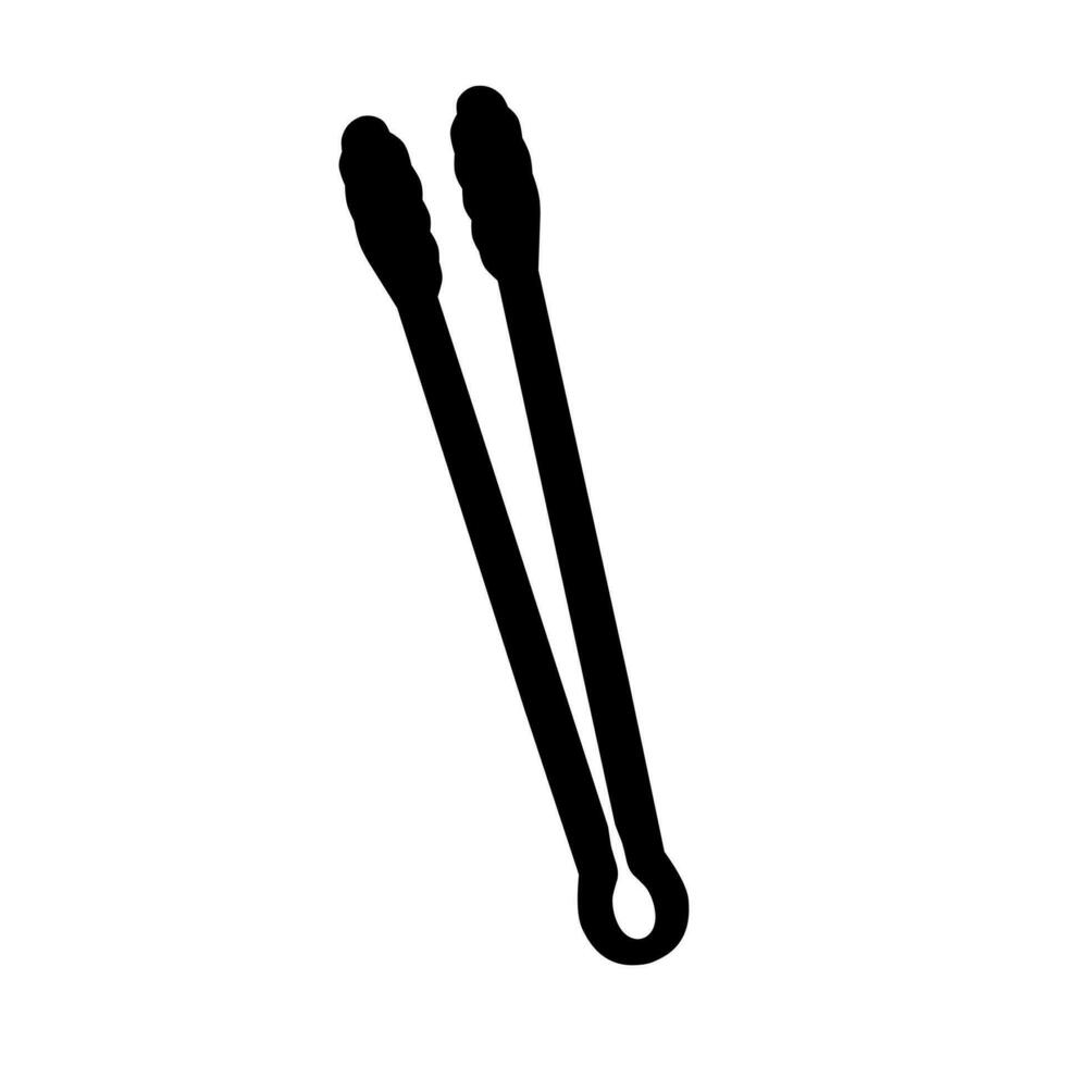 Vector silhouette of greasy food tongs and cake on white background. Suitable for kitchen equipment logos and cooking logos.
