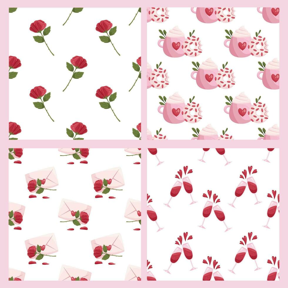 Collection of seamless pattern for wedding and valentine day vector