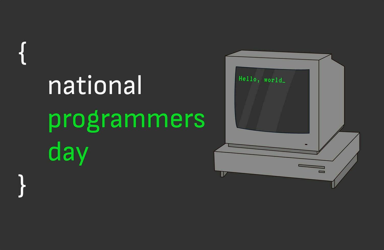 National Programmers Day Creative Design. Vector illustration with Retro computer and Hello World text