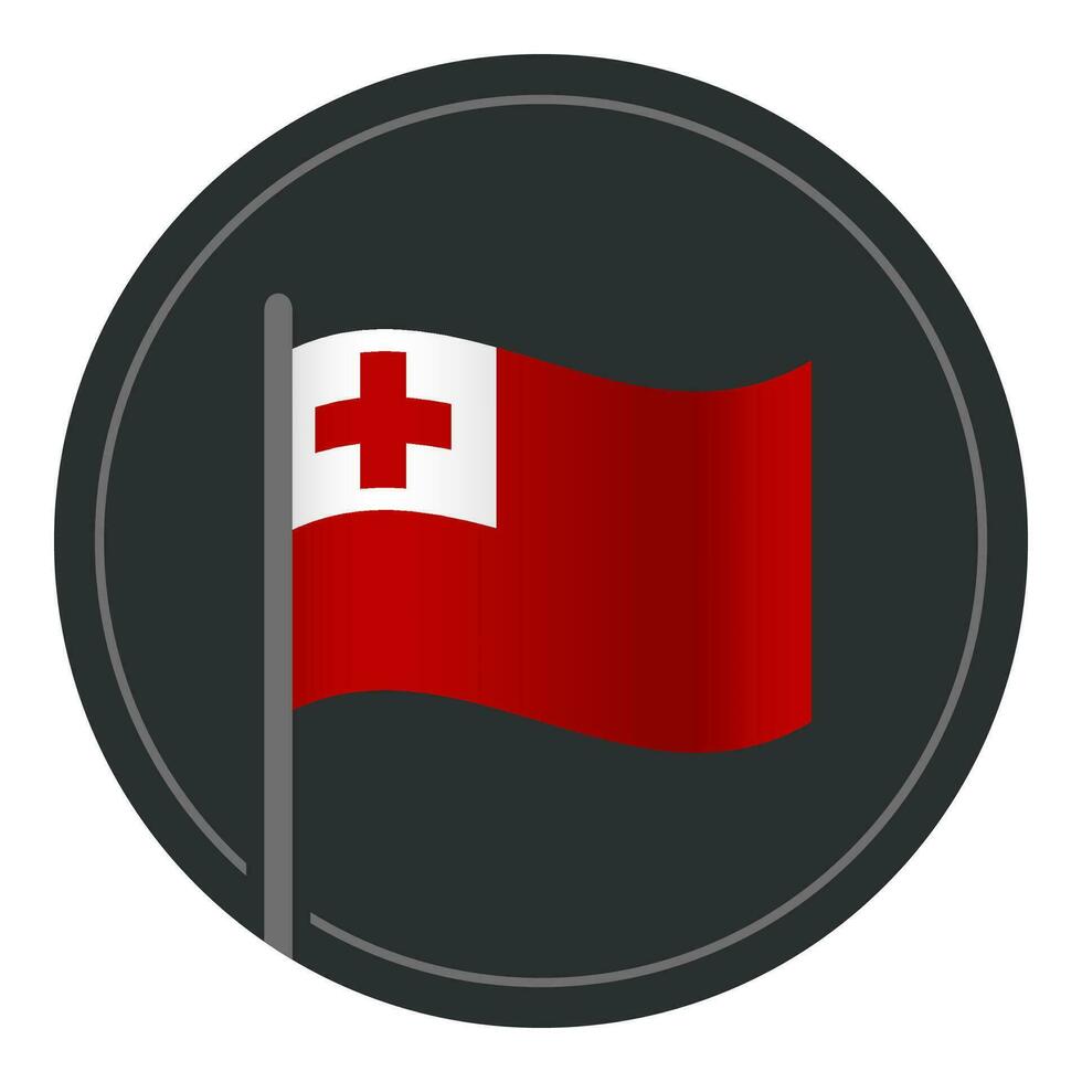 Abstract Tonga Flag Flat Icon in Circle Isolated on White Background vector