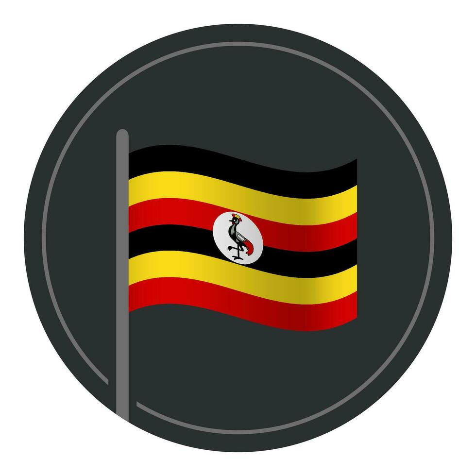 Abstract Uganda Flag Flat Icon in Circle Isolated on White Background vector