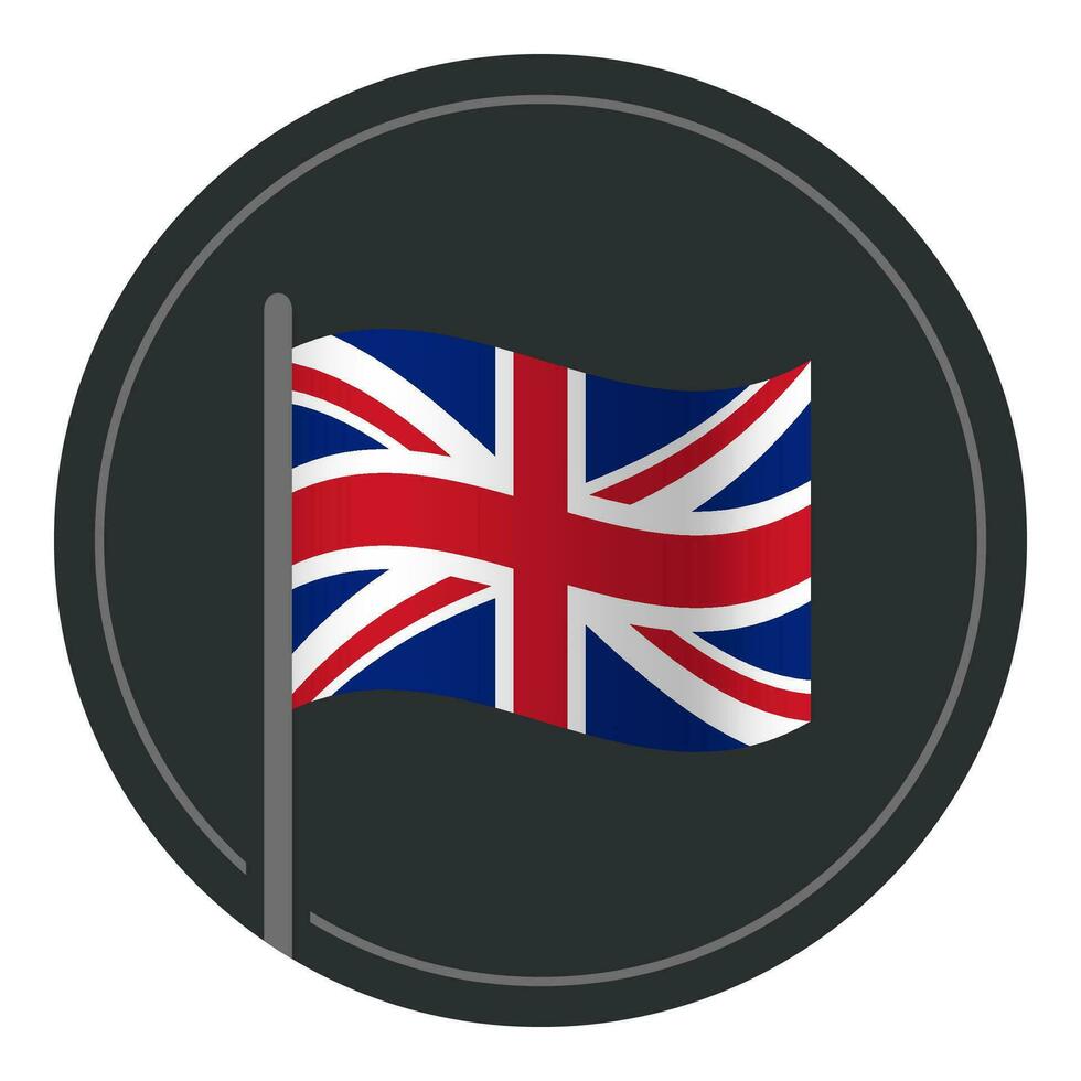 Abstract United Kingdom Flag Flat Icon in Circle Isolated on White Background vector