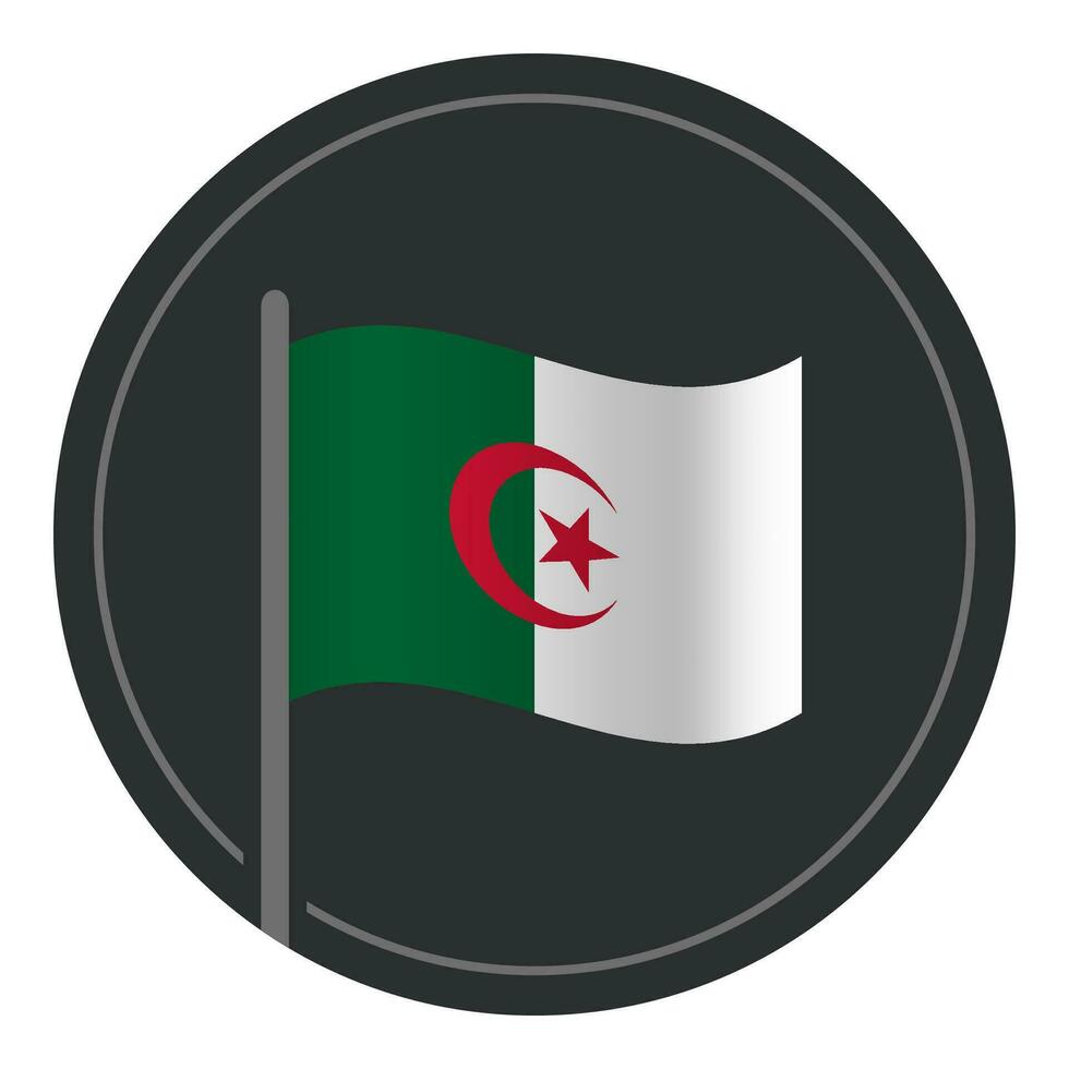 Abstract Algeria Flag Flat Icon in Circle Isolated on White Background vector