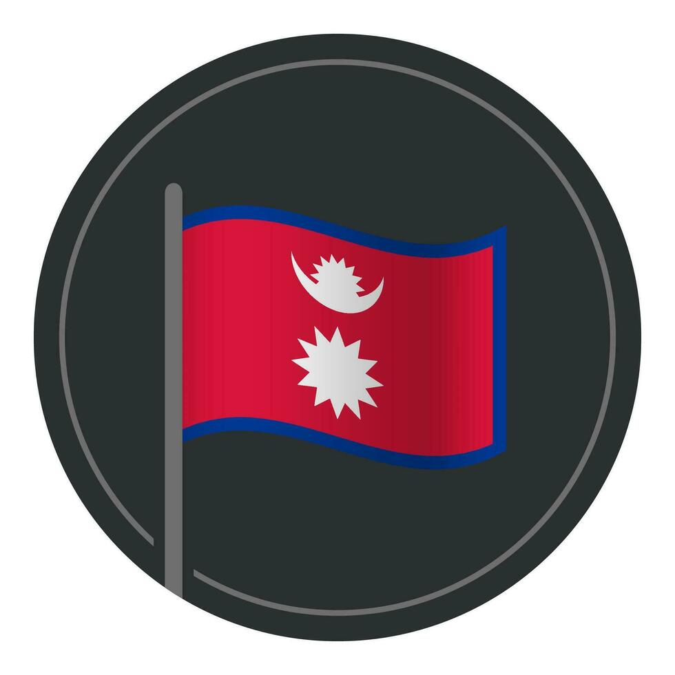 Abstract Nepal Flag Flat Icon in Circle Isolated on White Background vector