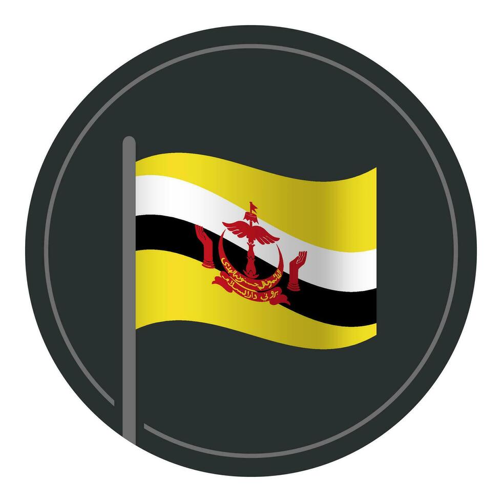 Abstract Brunei Flag Flat Icon in Circle Isolated on White Background vector