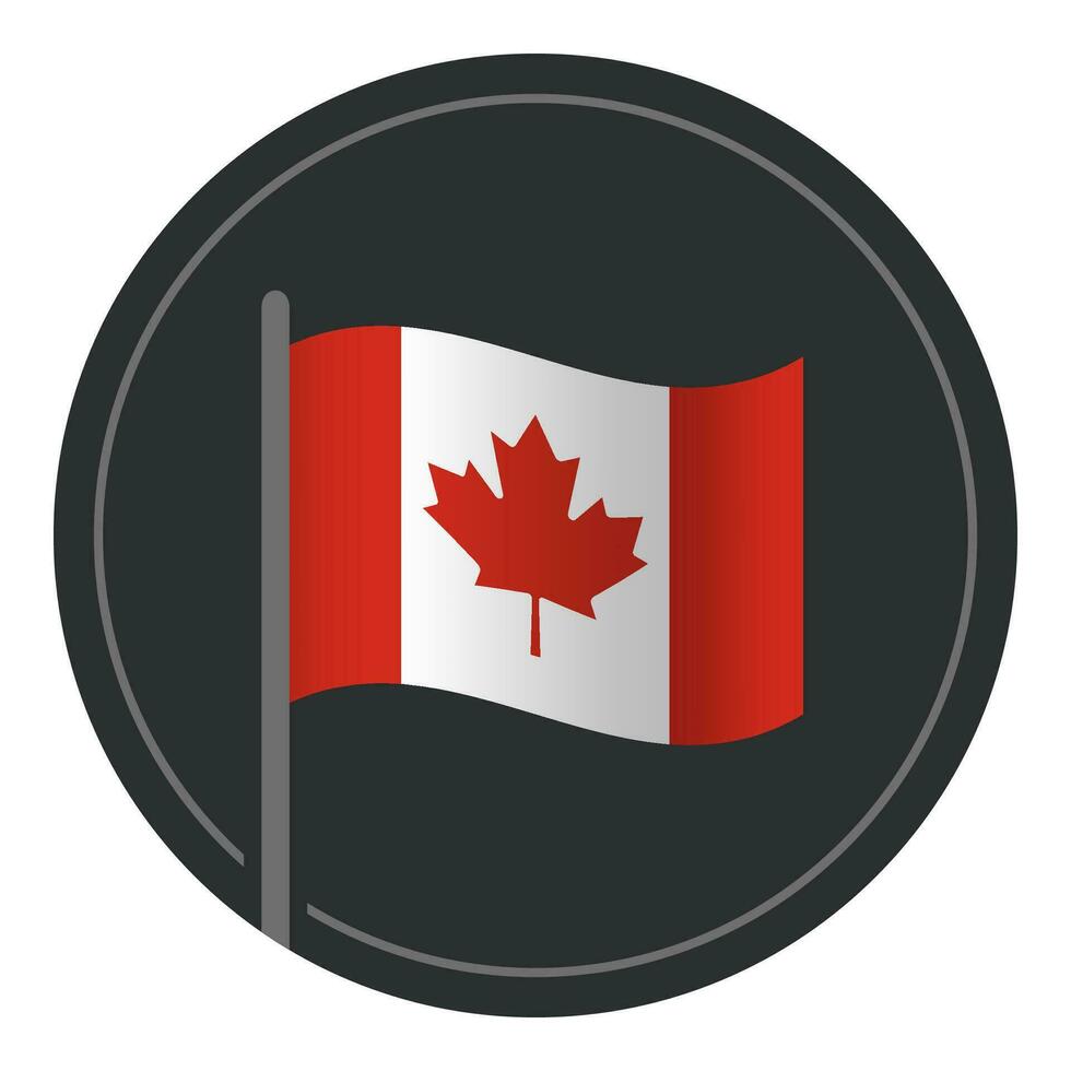 resumen Canadá bandera plano icono en circulo aislado en blanco antecedentes vector