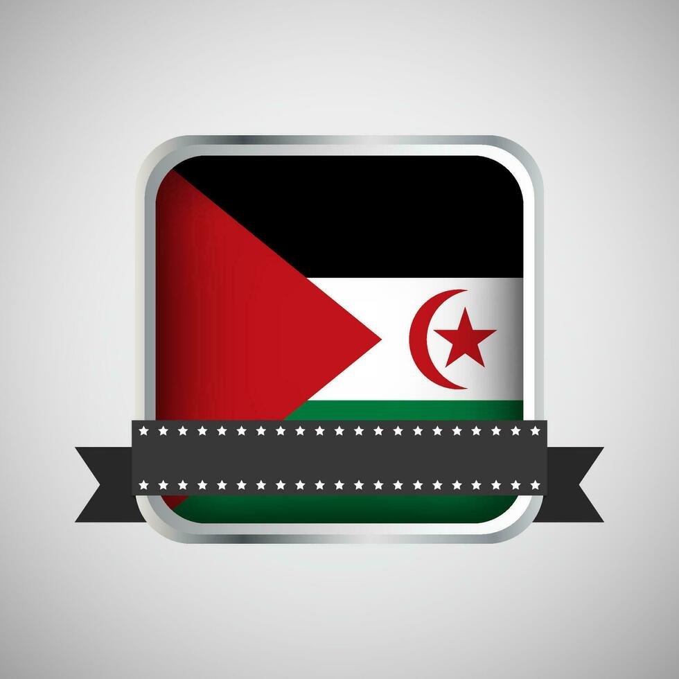 Vector Round Banner With Western Sahara Flag