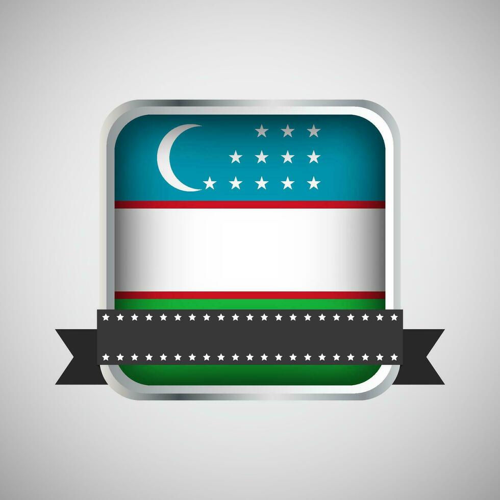 Vector Round Banner With Uzbekistan Flag
