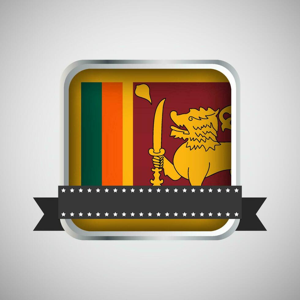 Vector Round Banner With Sri Lanka Flag