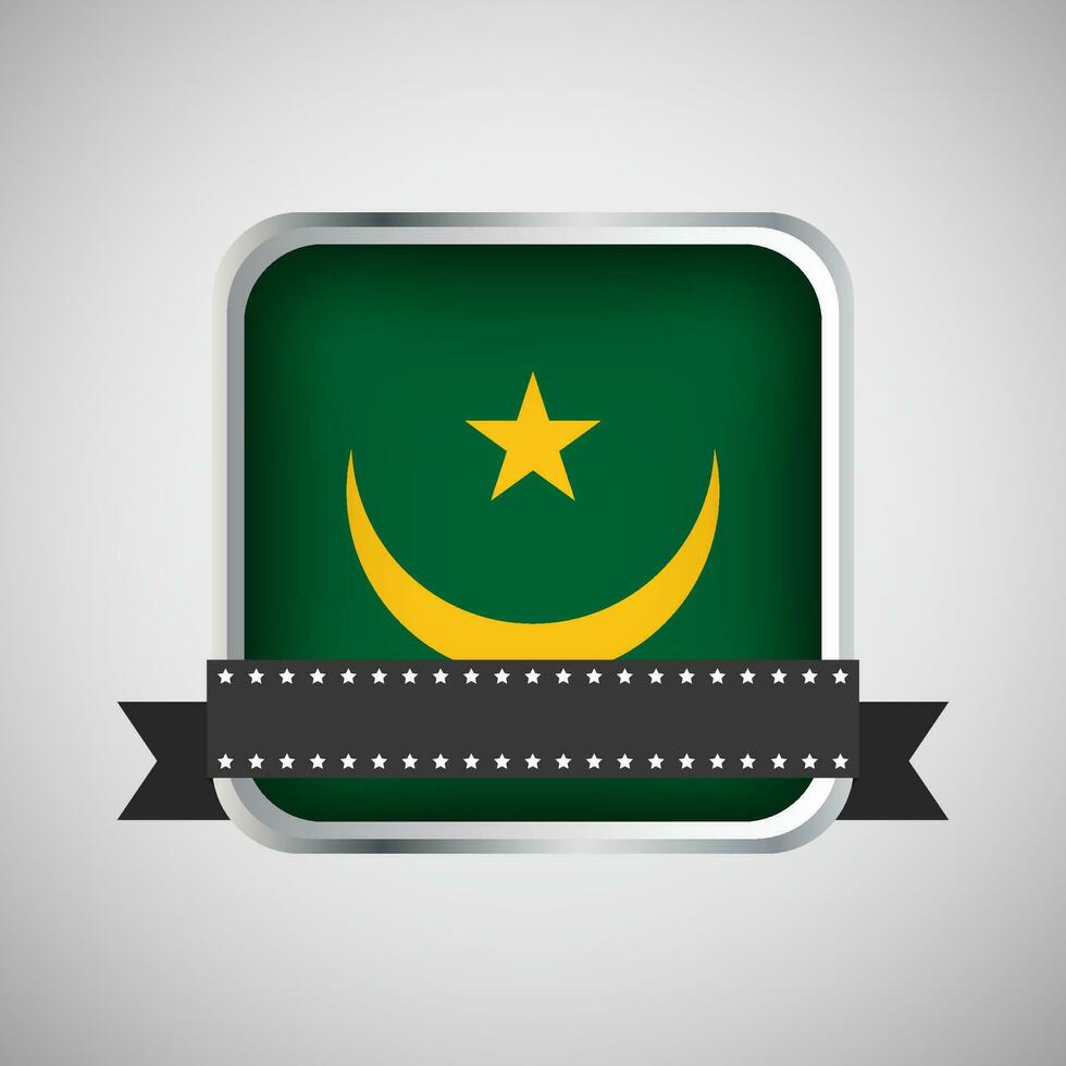 Vector Round Banner With Mauritania Flag