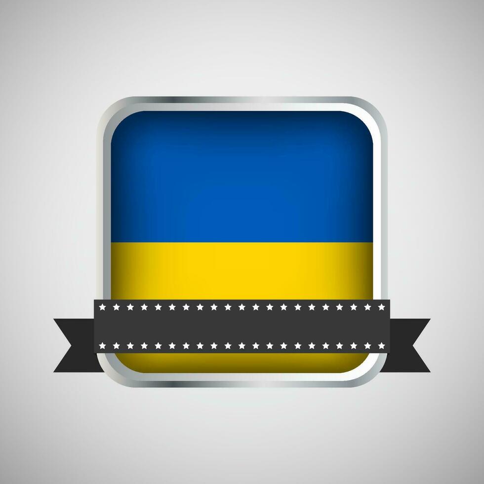 Vector Round Banner With Ukraine Flag