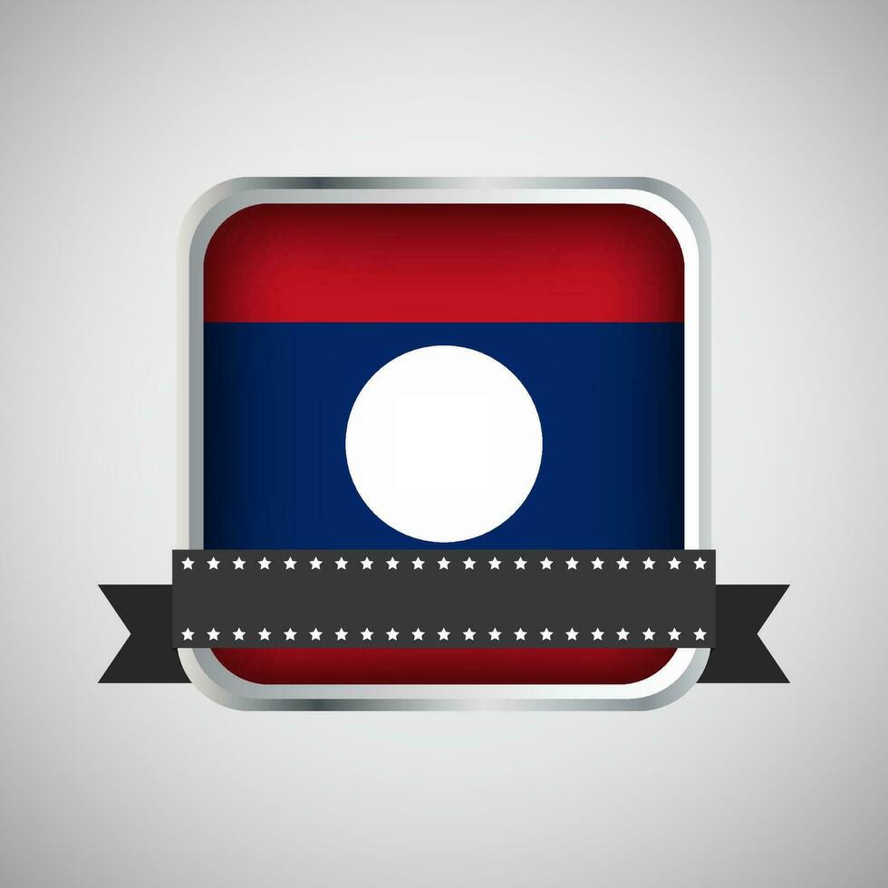 Vector Round Banner With Laos Flag