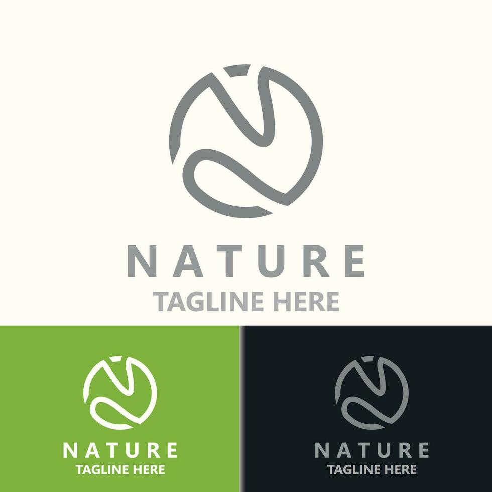Letter N nature ecology logo with leaves suitable for business garden template vector