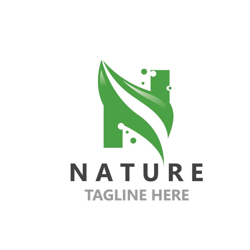 Letter N nature ecology logo with leaves suitable for business garden template vector
