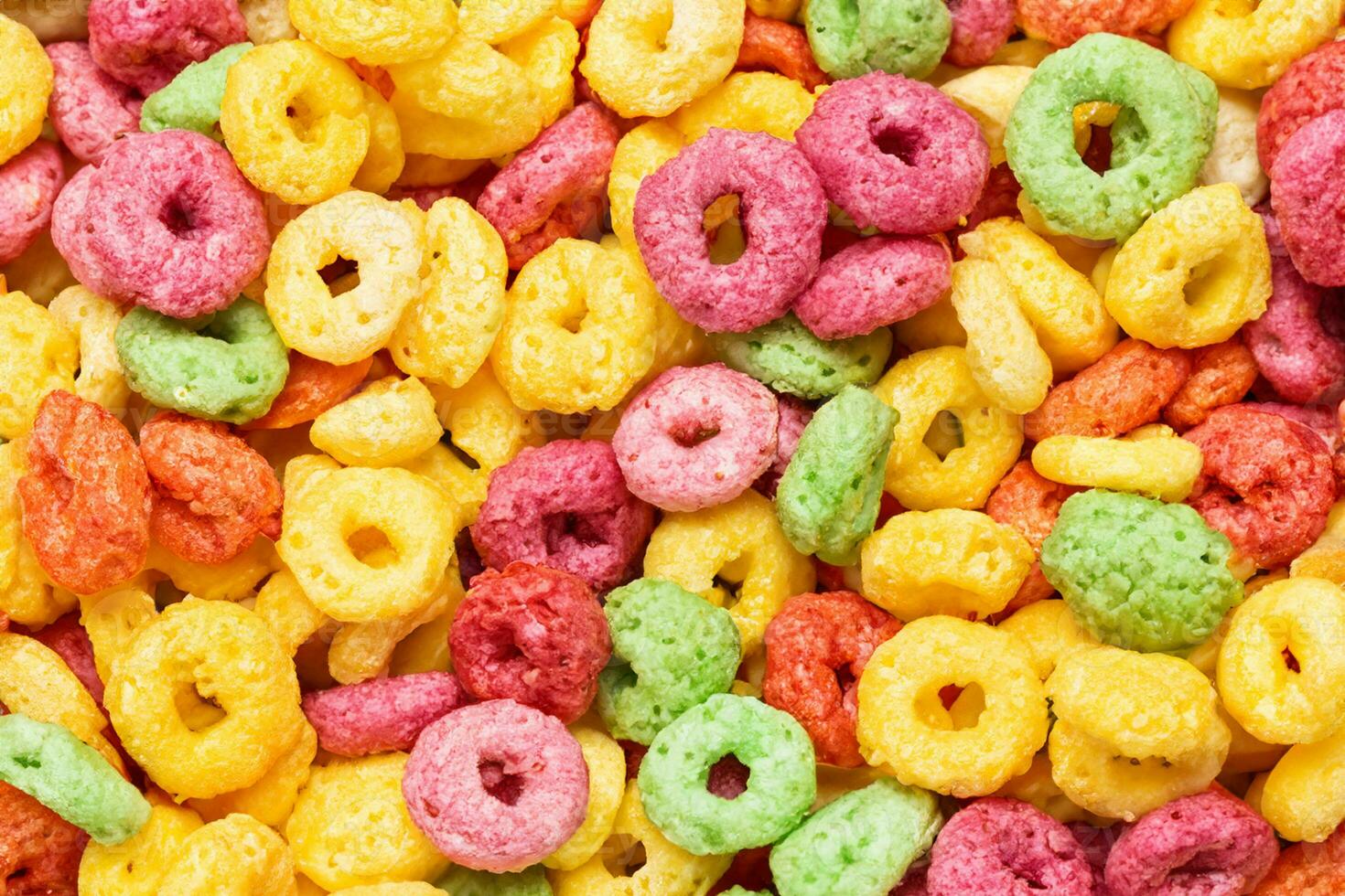 colorful tasty cereal as background, top view photo