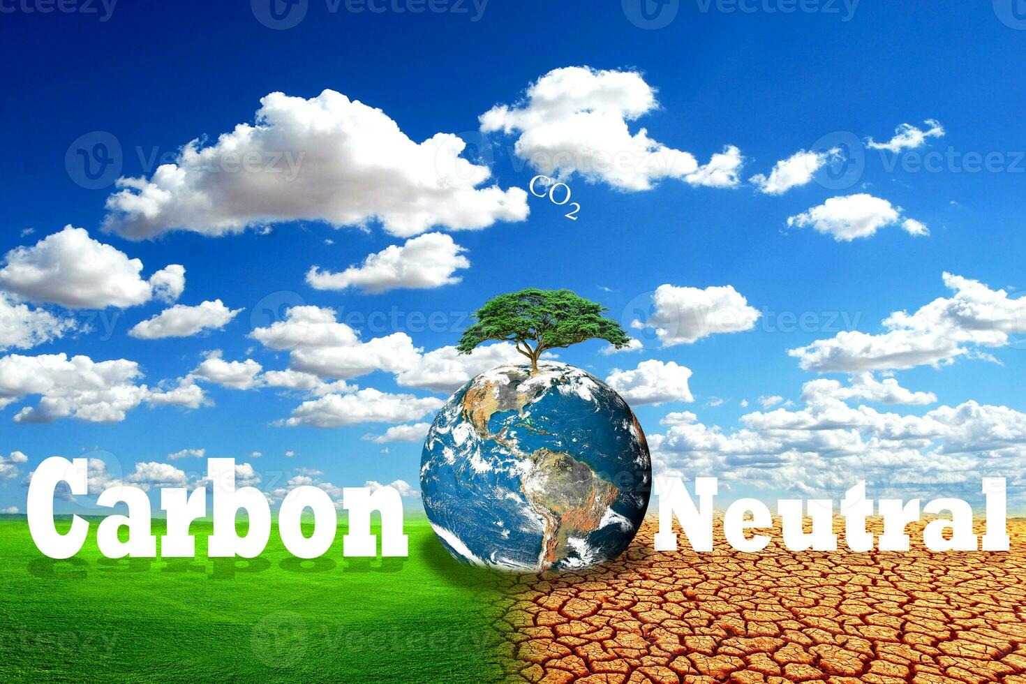 concepto de reducción de carbono neutral para prevenir el calentamiento global foto