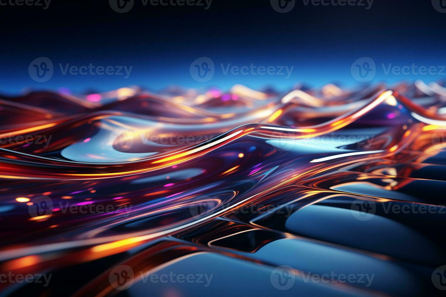 AI generated Abstract 3d rendering of chaotic cubes. Futuristic background with glowing cubes. AI Generation. photo