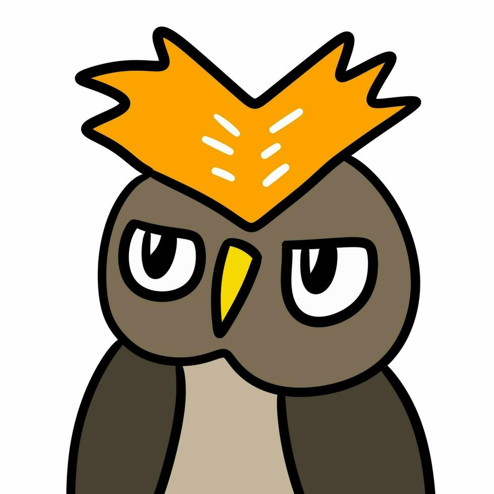 cute owl with crown, illustration on white background. photo