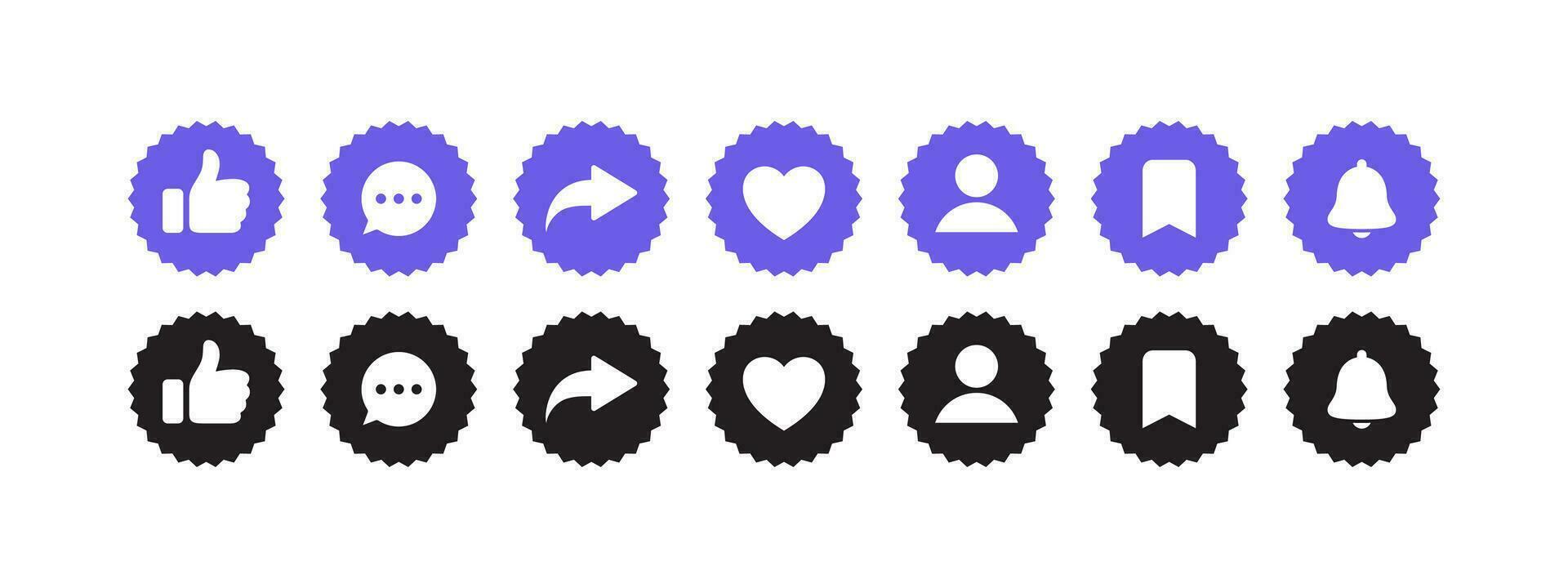 Like, comment, share, repost icons. Social media interface icons. Vector scalable graphics