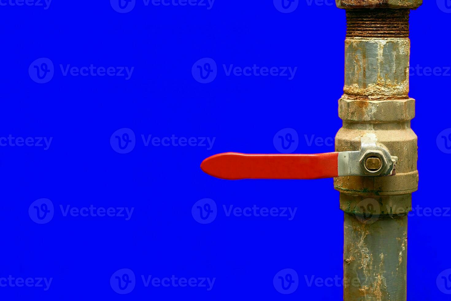 Plumbing. Sewerage. Water valve shutting off the water tap in the basement photo