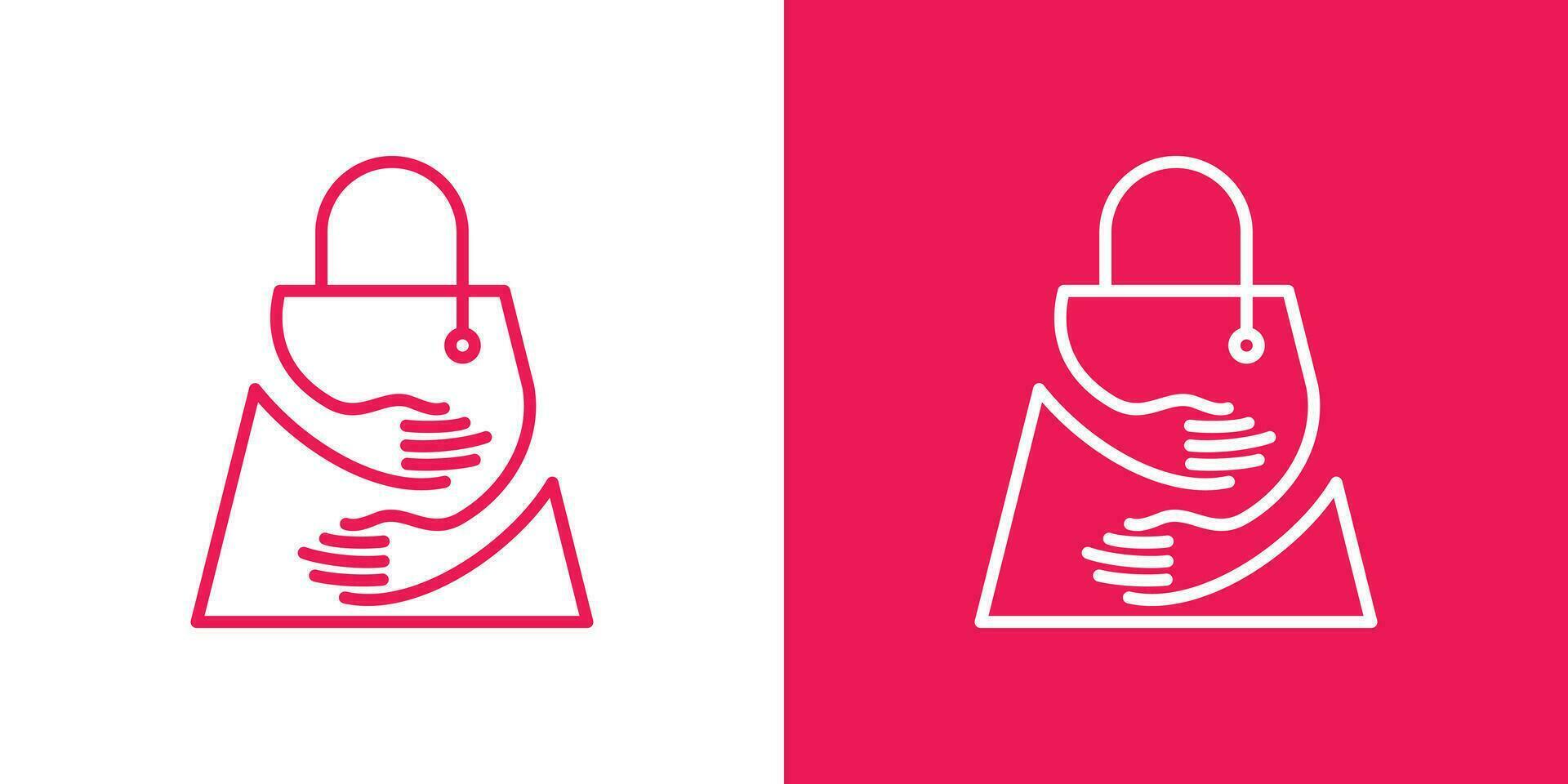 logo design combining the shape of a hand with a shopping bag. vector