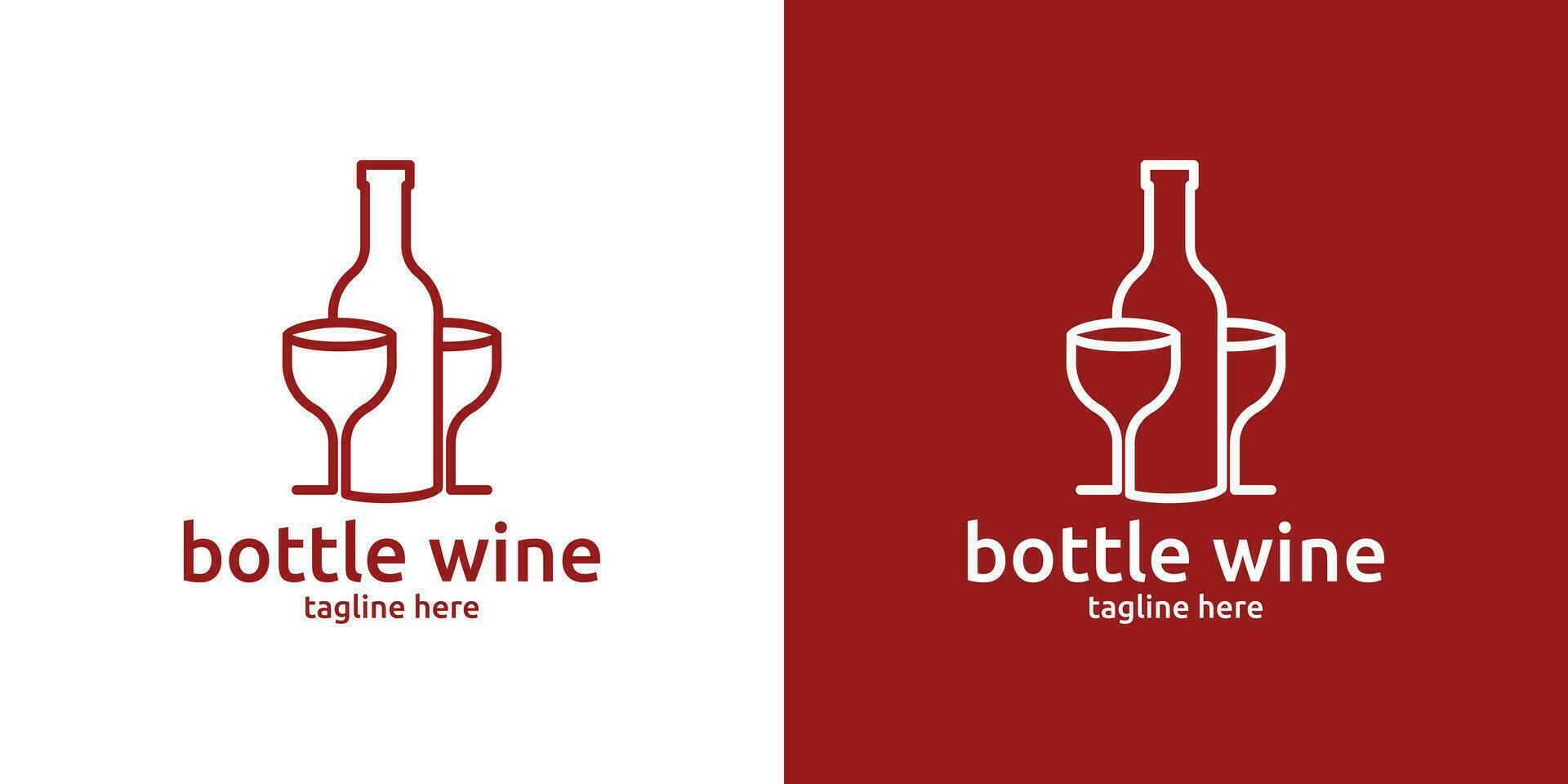 wine bottle logo design with line style, minimalist logo. vector