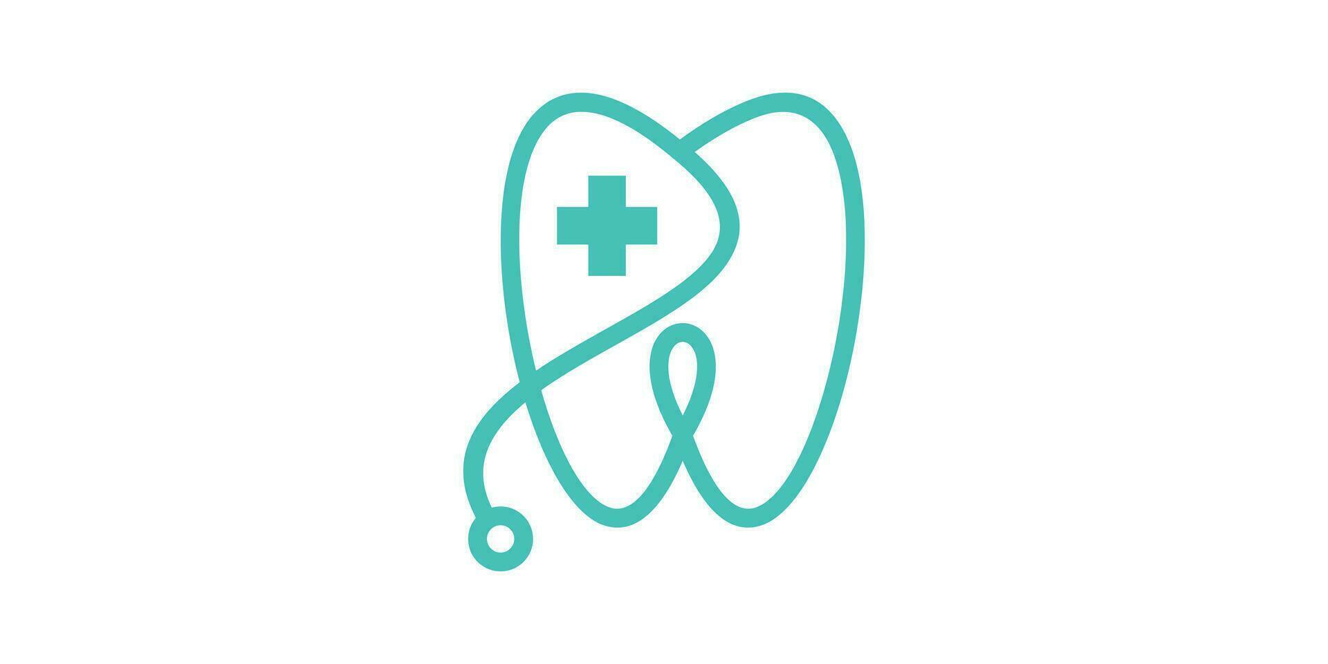 logo combination illustration of tooth shape with stethoscope, minimalist logo, icon, vector, symbol. vector