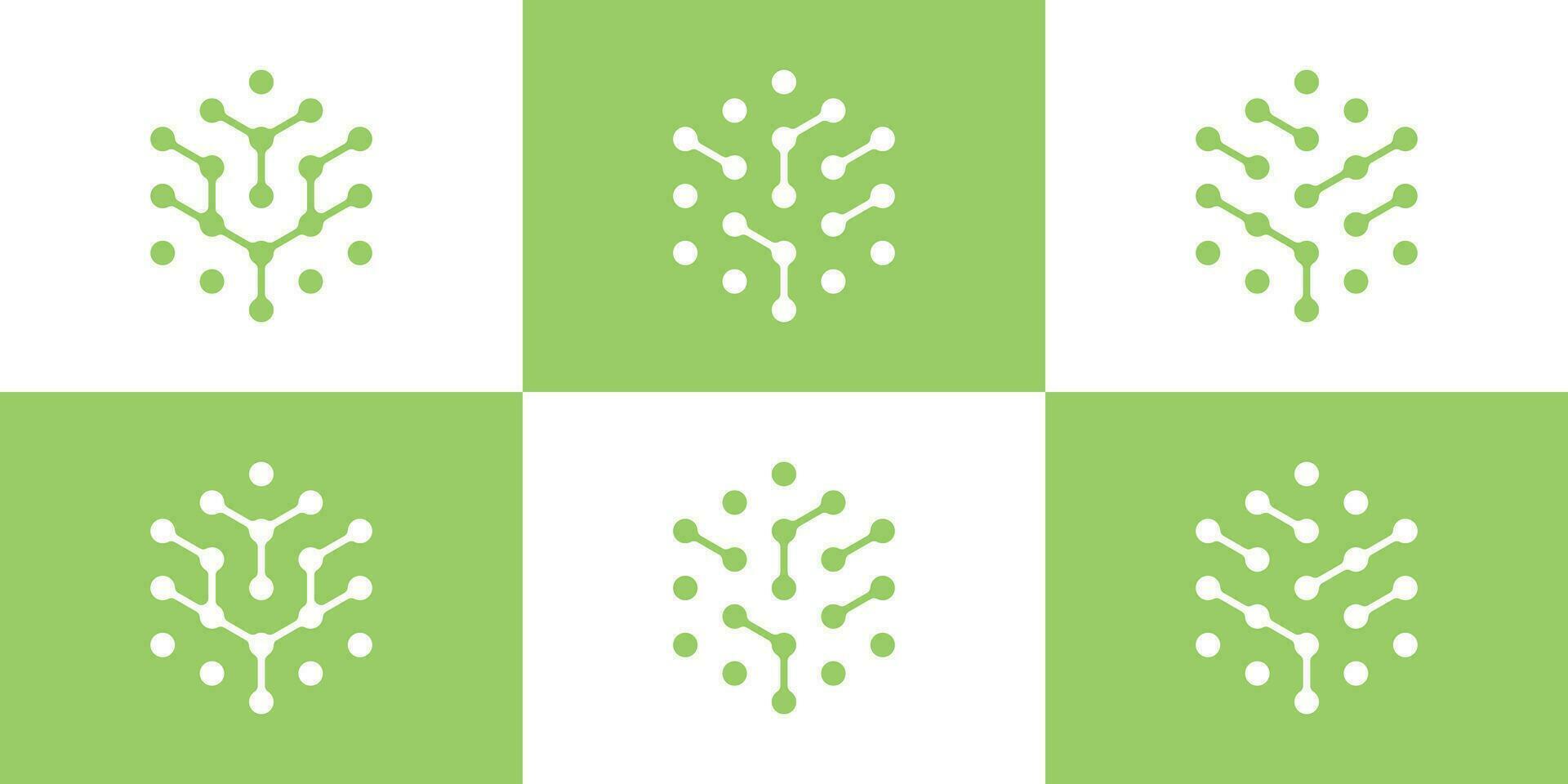 logo design connection, tree tech icon vector inspiration